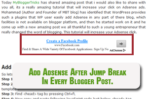 Adsense below jumpbreck blogger