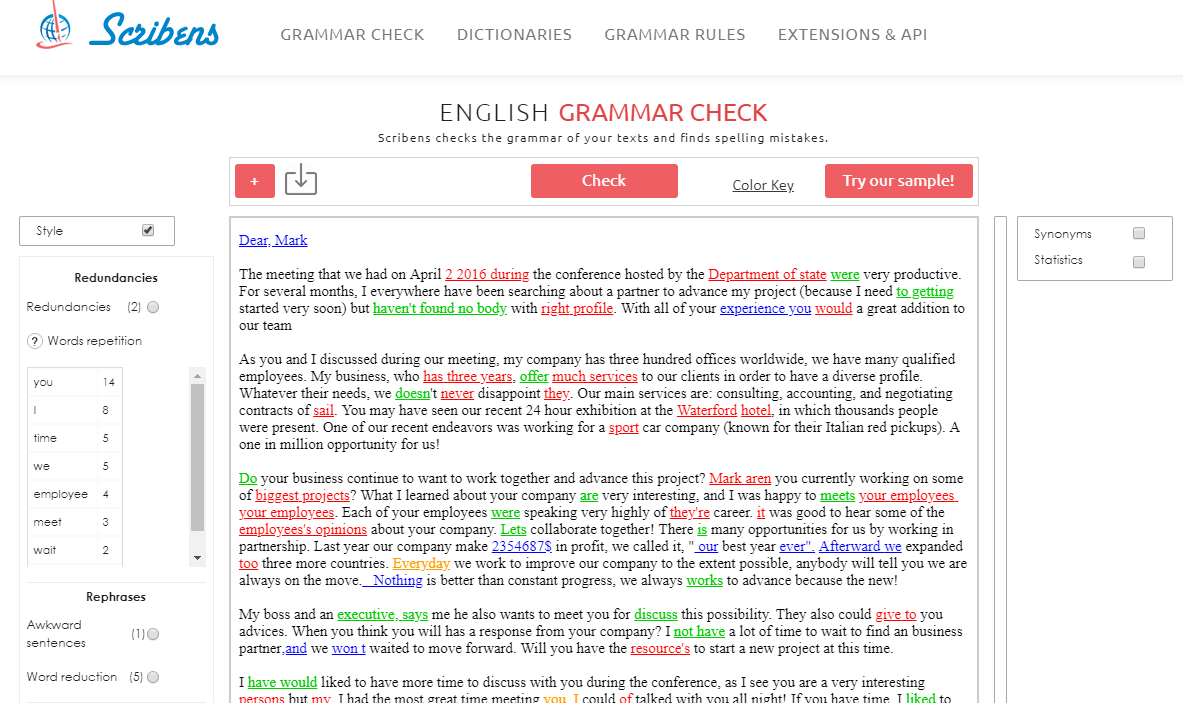 scribens french grammar checker