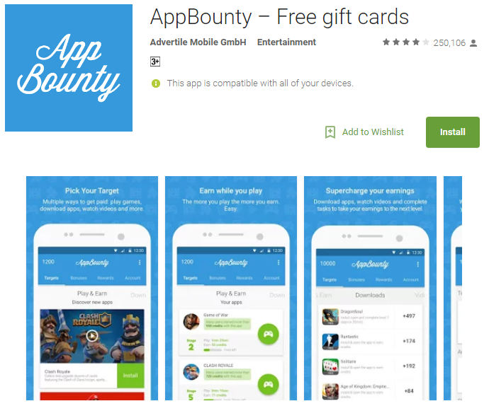 Appbounty aaa free gift cards app