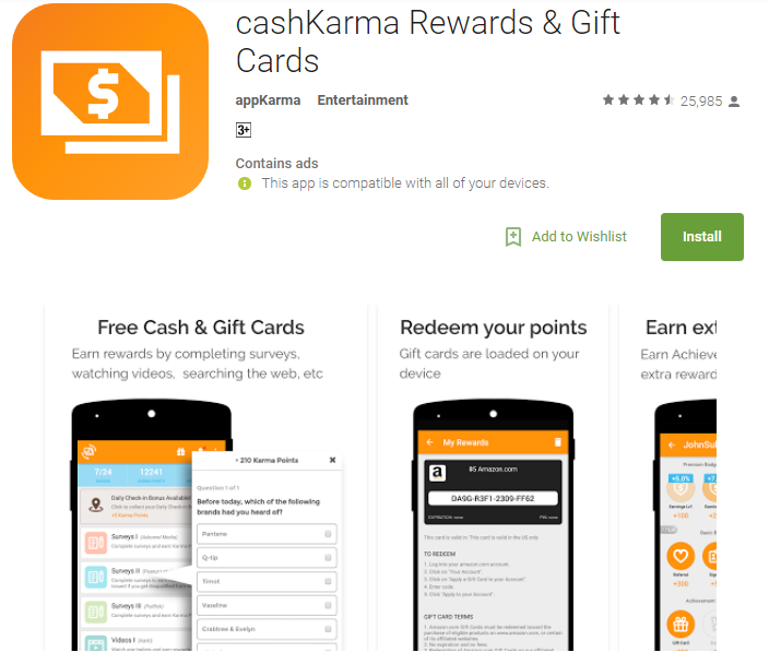 Cashkarma rewards gift cards app