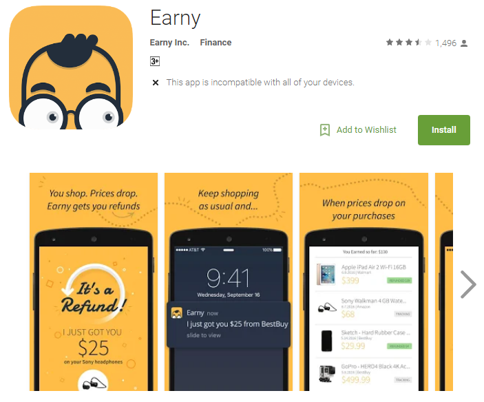 Earny make money earn cash back shopping online app