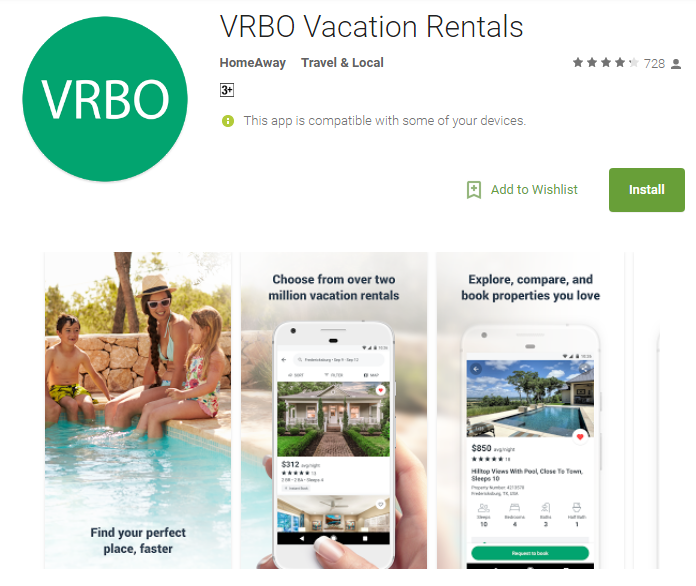 Vrbo vacation rentals app
