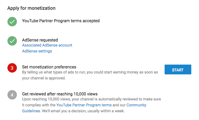 youtube monetization preferences